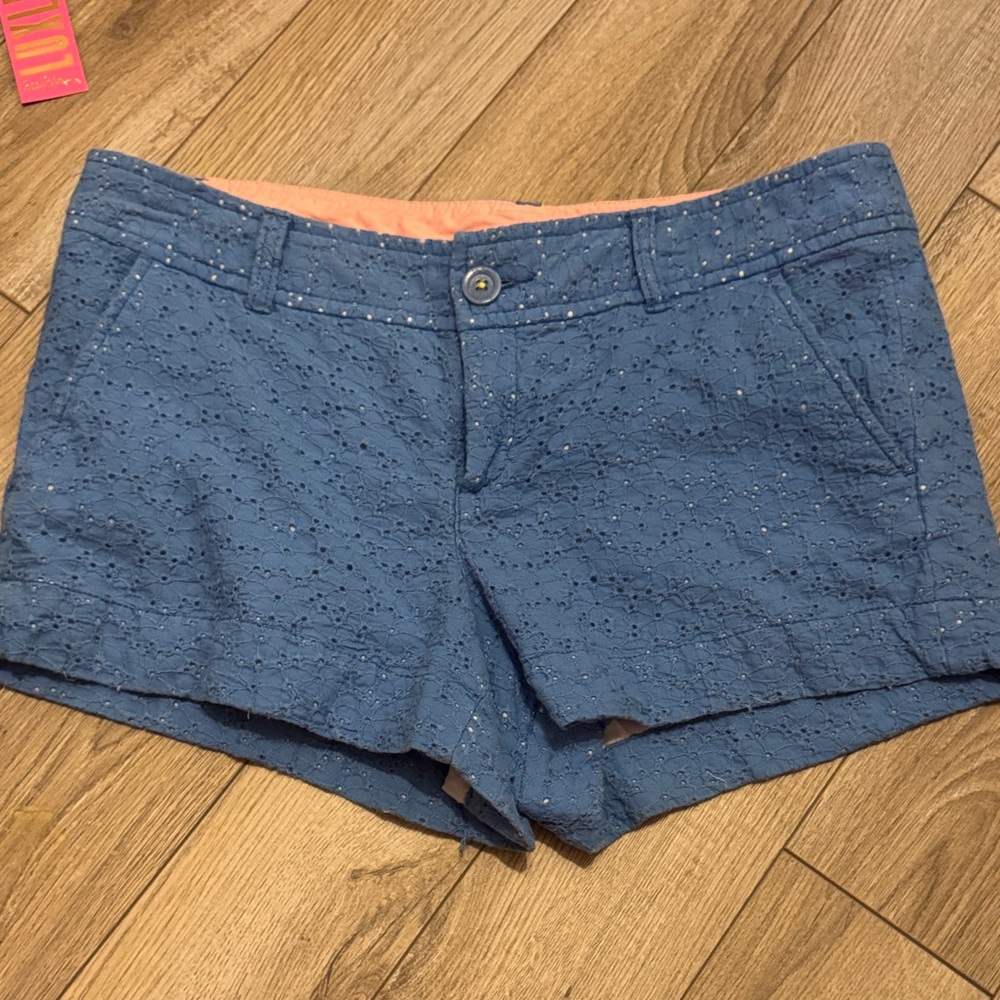 Lilly Pulitzer Blue Eyelet High Waist Shorts